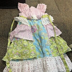 Colorful Patchwork Dress with Lace Details